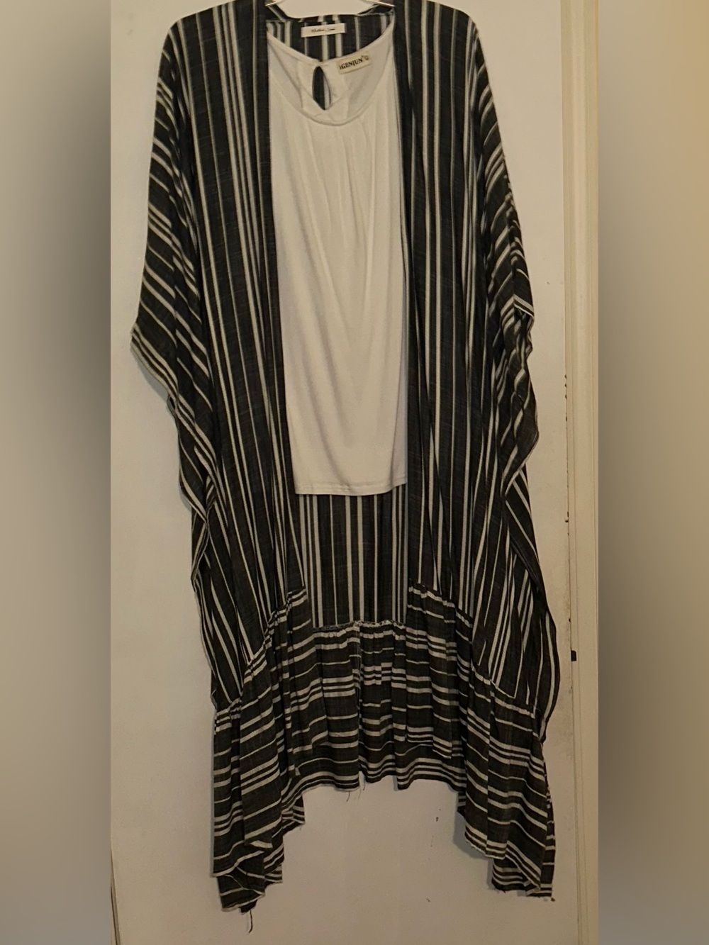 Mustard Seed Navy and White Striped Open Kimono
